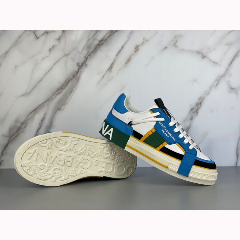 Dolce & Gabbana Calfskin 2Zero Custom Sneakers In Blue - FashionPlug