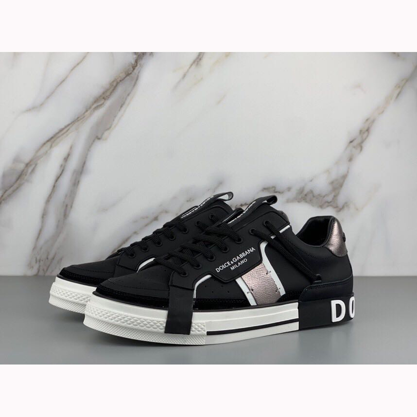 Dolce & Gabbana Calfskin 2Zero Custom Sneakers In Black - FashionPlug