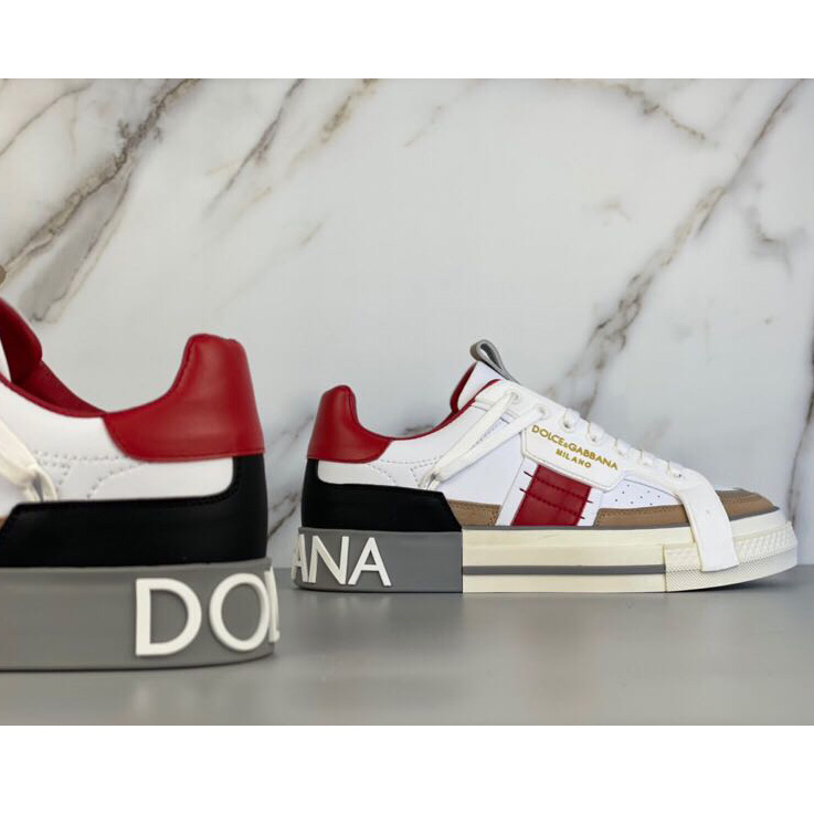 Dolce & Gabbana Calfskin 2Zero Custom Sneakers In Red - FashionPlug