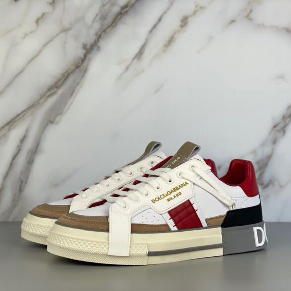 Dolce & Gabbana Calfskin 2Zero Custom Sneakers In Red - FashionPlug