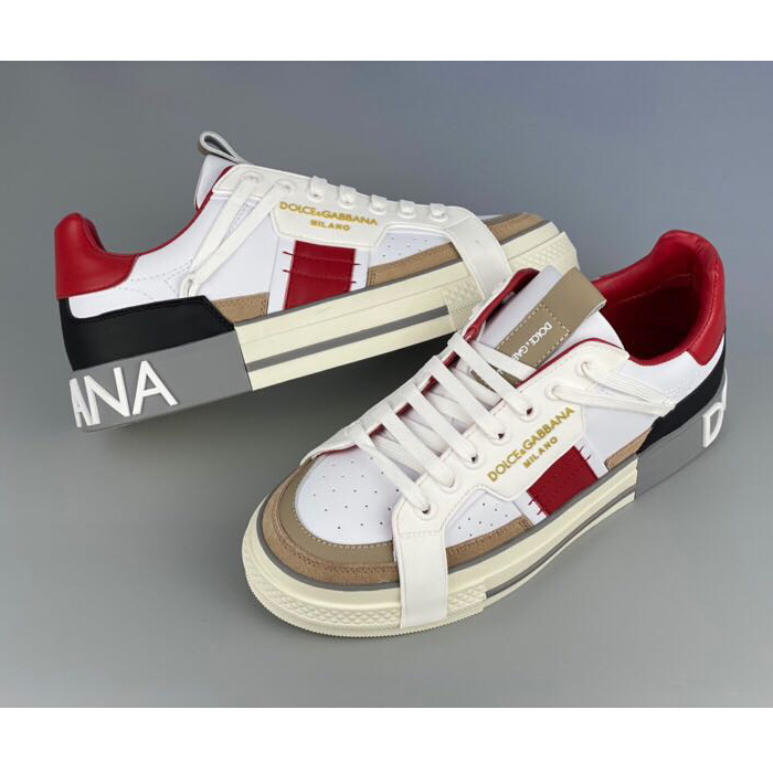 Dolce & Gabbana Calfskin 2Zero Custom Sneakers In Red - FashionPlug