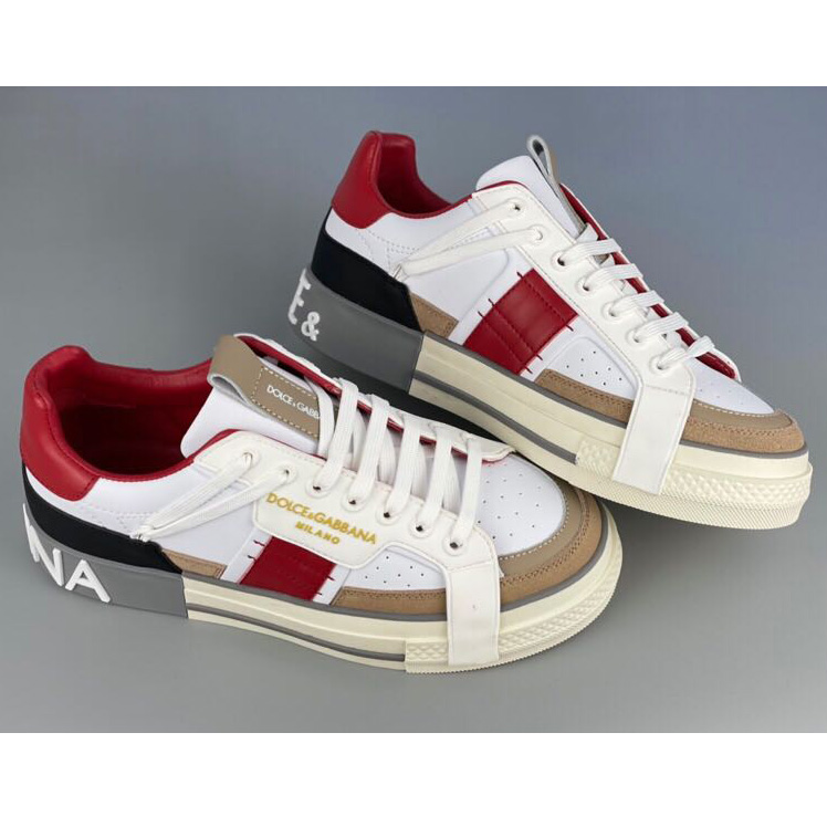 Dolce & Gabbana Calfskin 2Zero Custom Sneakers In Red - FashionPlug
