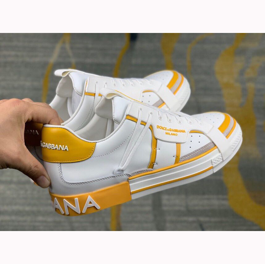 Dolce & Gabbana Calfskin 2Zero Custom Sneakers In Yellow - FashionPlug