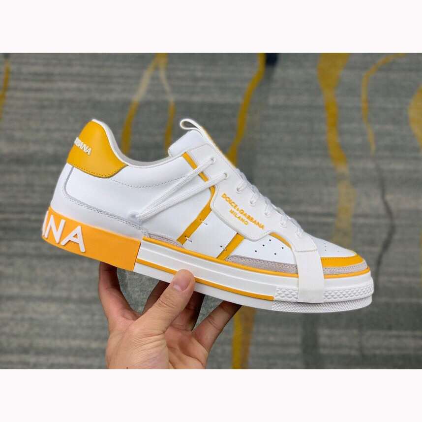 Dolce & Gabbana Calfskin 2Zero Custom Sneakers In Yellow - FashionPlug