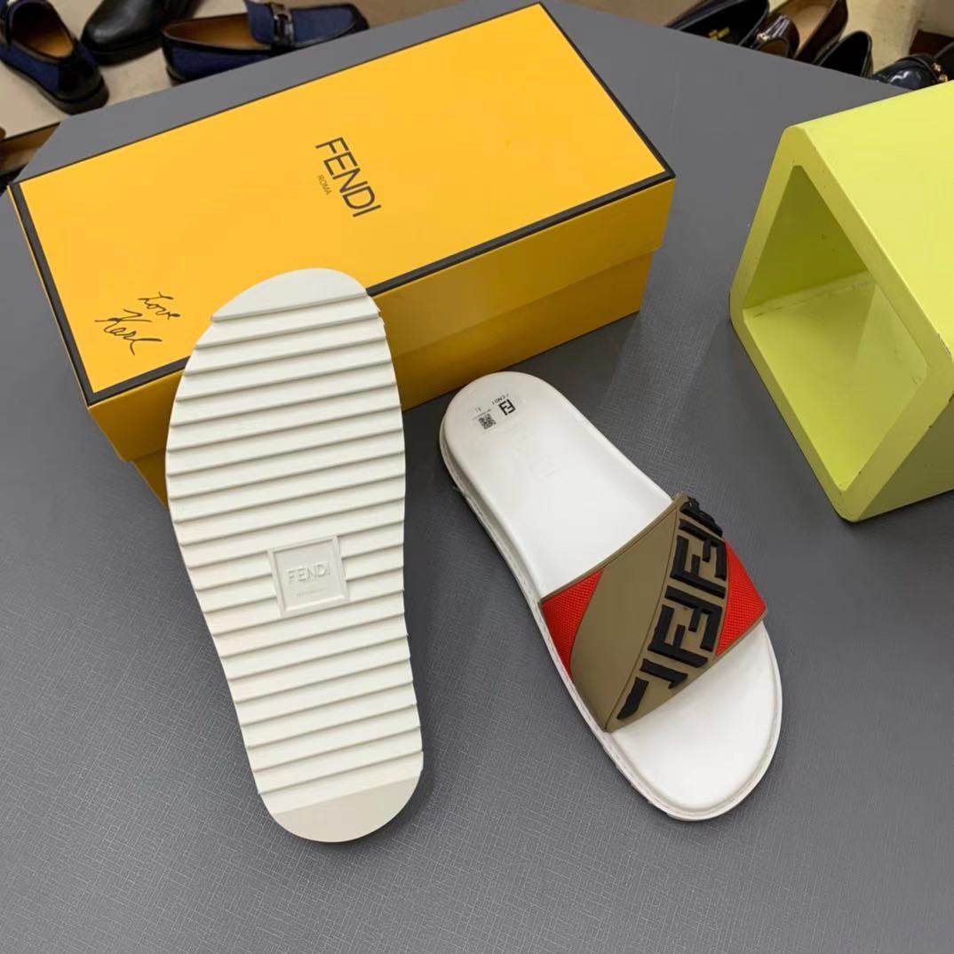 Fendi Panelled FF Logo Slides - FashionPlug