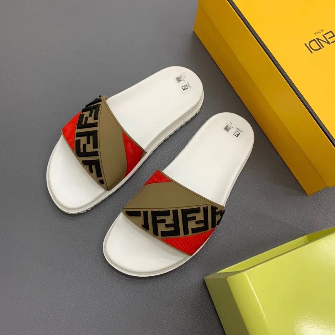 Fendi Panelled FF Logo Slides - FashionPlug