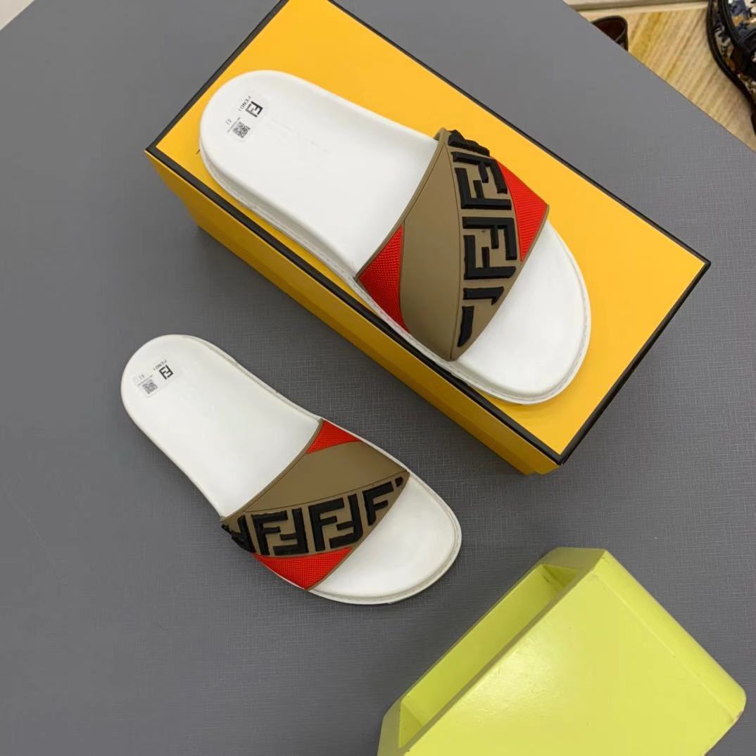 Fendi Panelled FF Logo Slides - FashionPlug