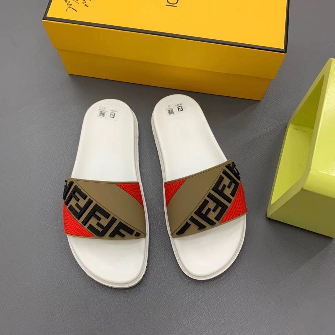 Fendi Panelled FF Logo Slides - FashionPlug