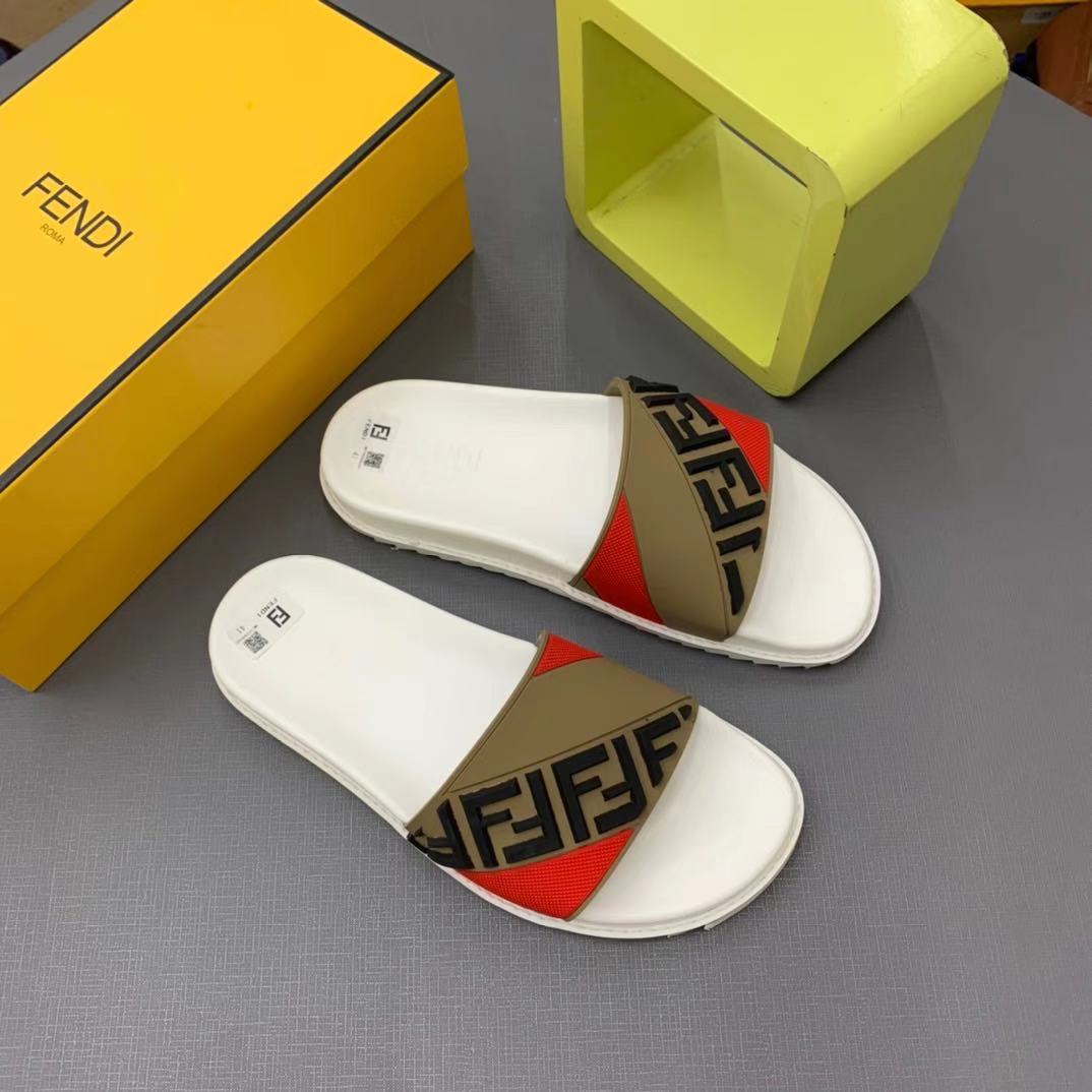 Fendi Panelled FF Logo Slides - FashionPlug