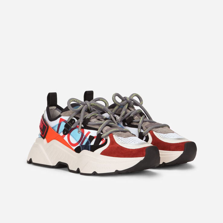 Dolce & Gabbana Stretch Mesh Daymaster Sneakers With Multi-color Details And Double Laces - FashionPlug