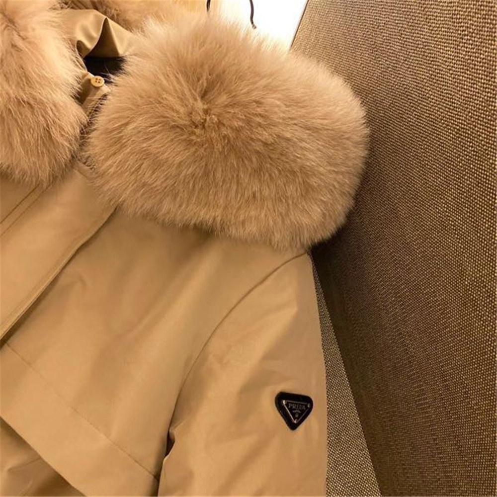 Prada Detachable Long Down Jacket(Apricot) - FashionPlug