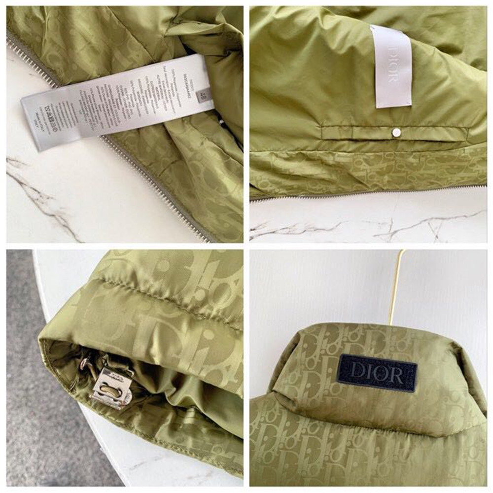 Dior Reflective Down Puffer Jacket With Dior Oblique Print In Silver Grey - FashionPlug
