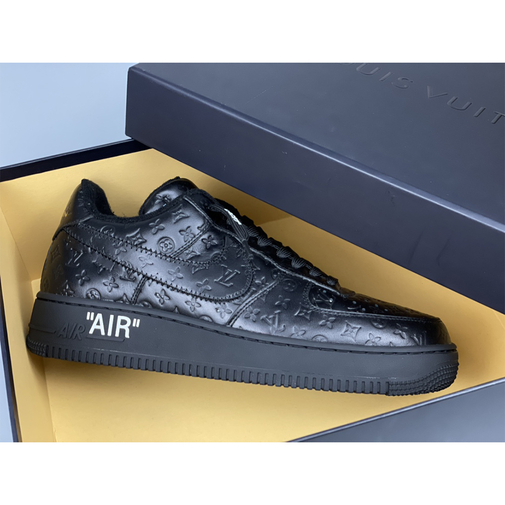 Louis Vuitton X Nike Air Force 1 Sneaker All Black - FashionPlug