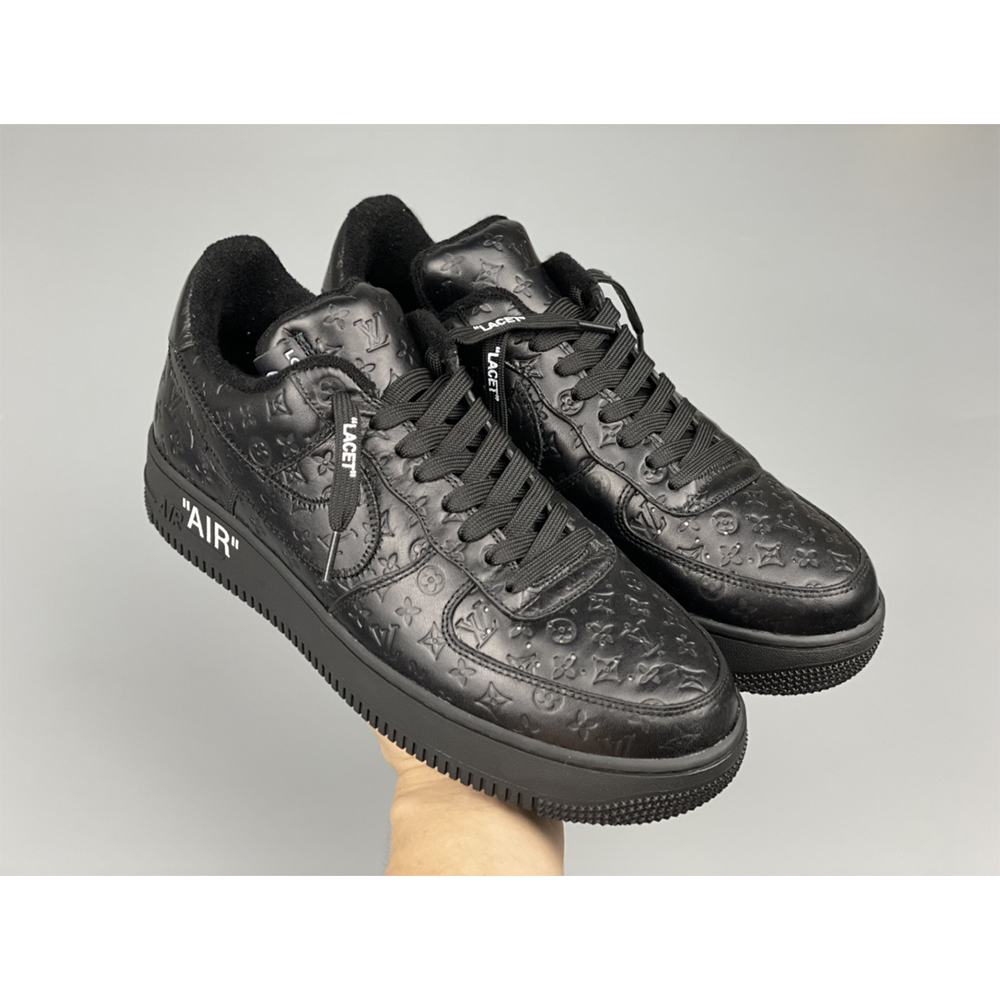 Louis Vuitton X Nike Air Force 1 Sneaker All Black - FashionPlug