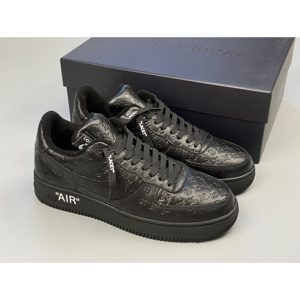 Louis Vuitton X Nike Air Force 1 Sneaker All Black - FashionPlug