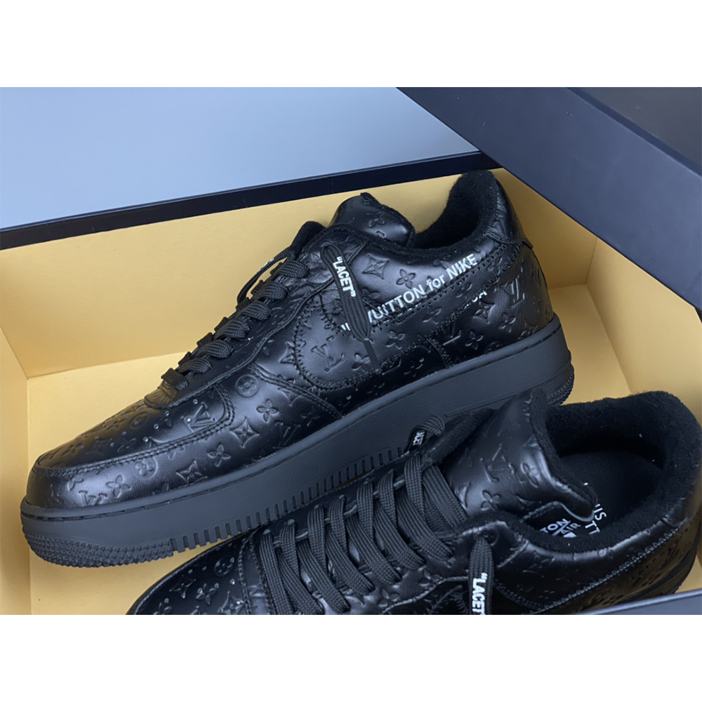 Louis Vuitton X Nike Air Force 1 Sneaker All Black - FashionPlug