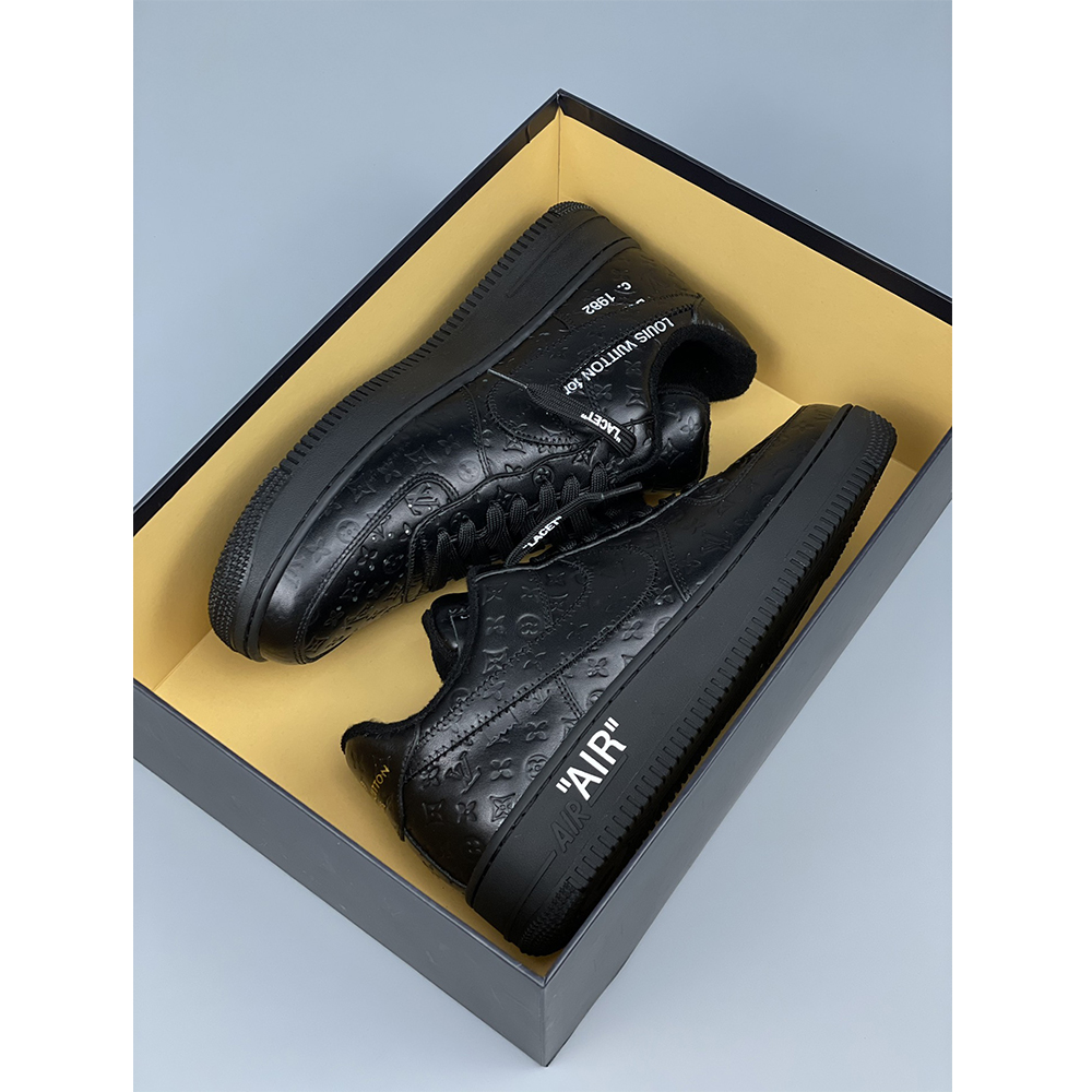 Louis Vuitton X Nike Air Force 1 Sneaker All Black - FashionPlug