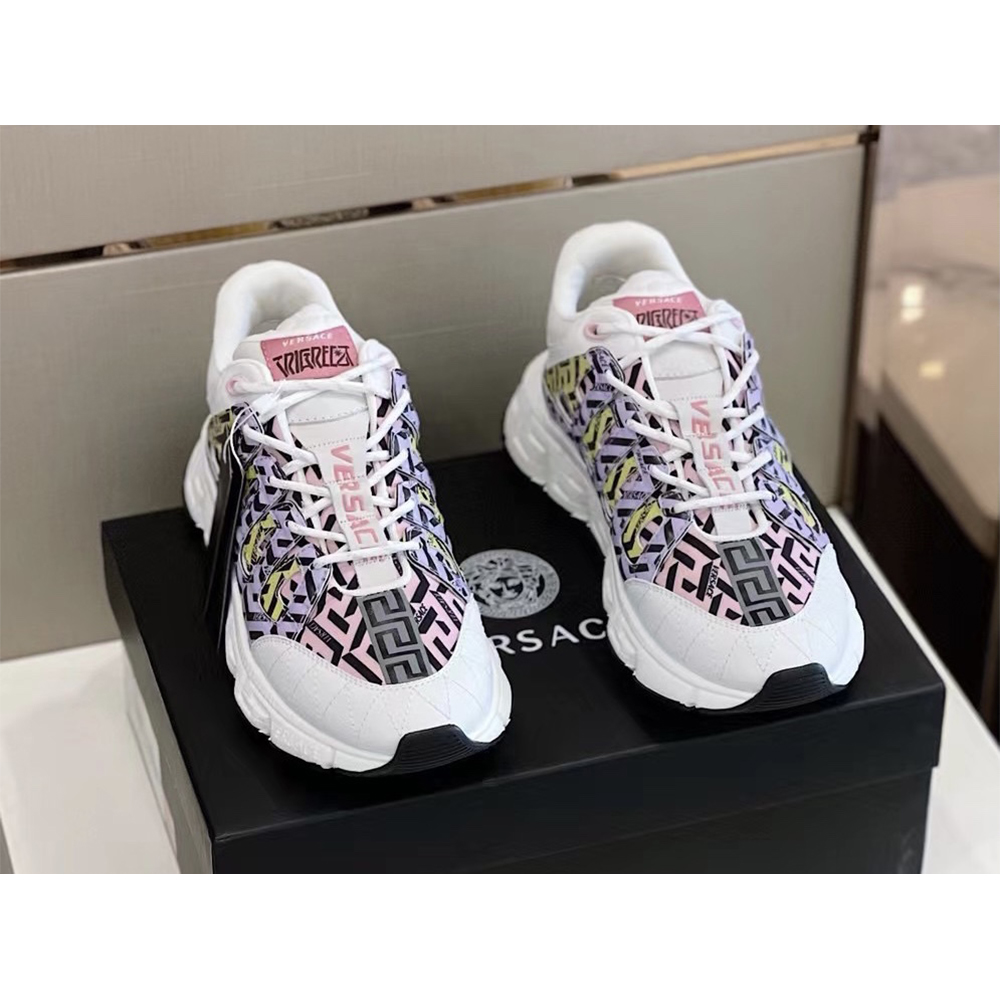 Versace Trigreca Sneakers Purple Pink & Yellow - FashionPlug