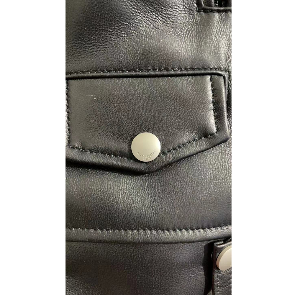 Saint Laurent Slim-Fit Leather Biker Jacket - FashionPlug