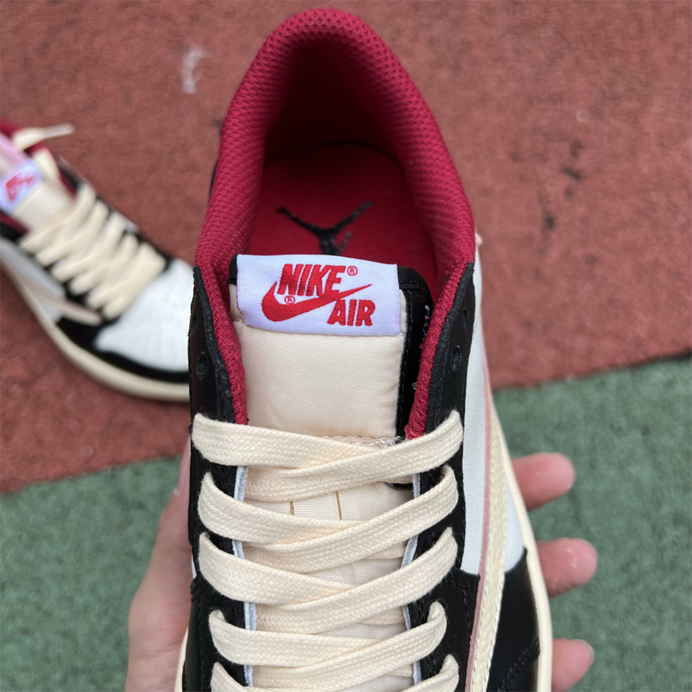 Jordan AJ1 Low Fragment X Travis Scott Black White Red - FashionPlug