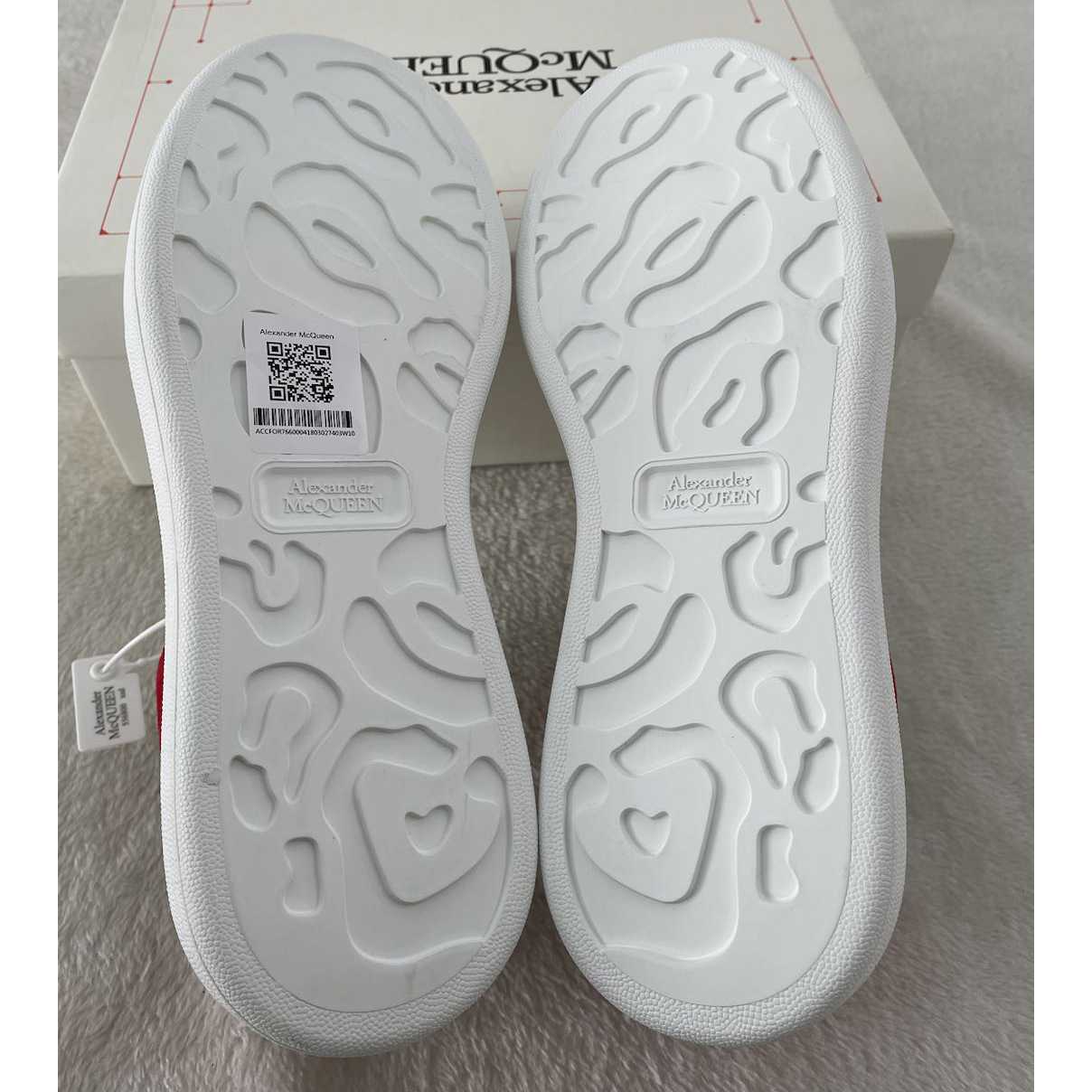 Alexander Mcqueen Leather Exaggerated-Sole Sneakers (Suede Red Back ) - FashionPlug