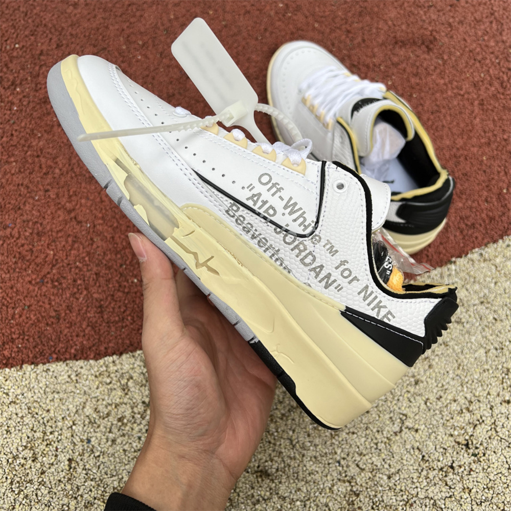 Jordan Offwhite X AJ2 Low “White/Black” Sneakers - FashionPlug