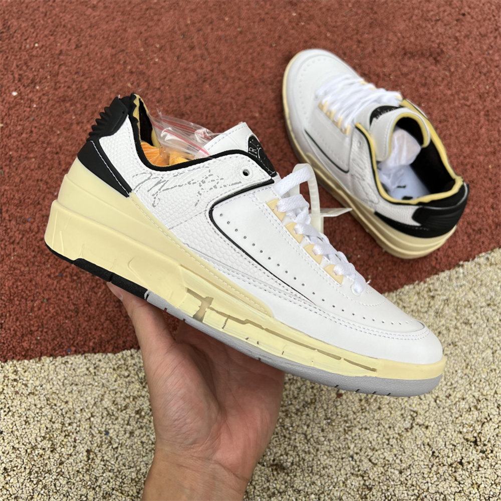 Jordan Offwhite X AJ2 Low “White/Black” Sneakers - FashionPlug