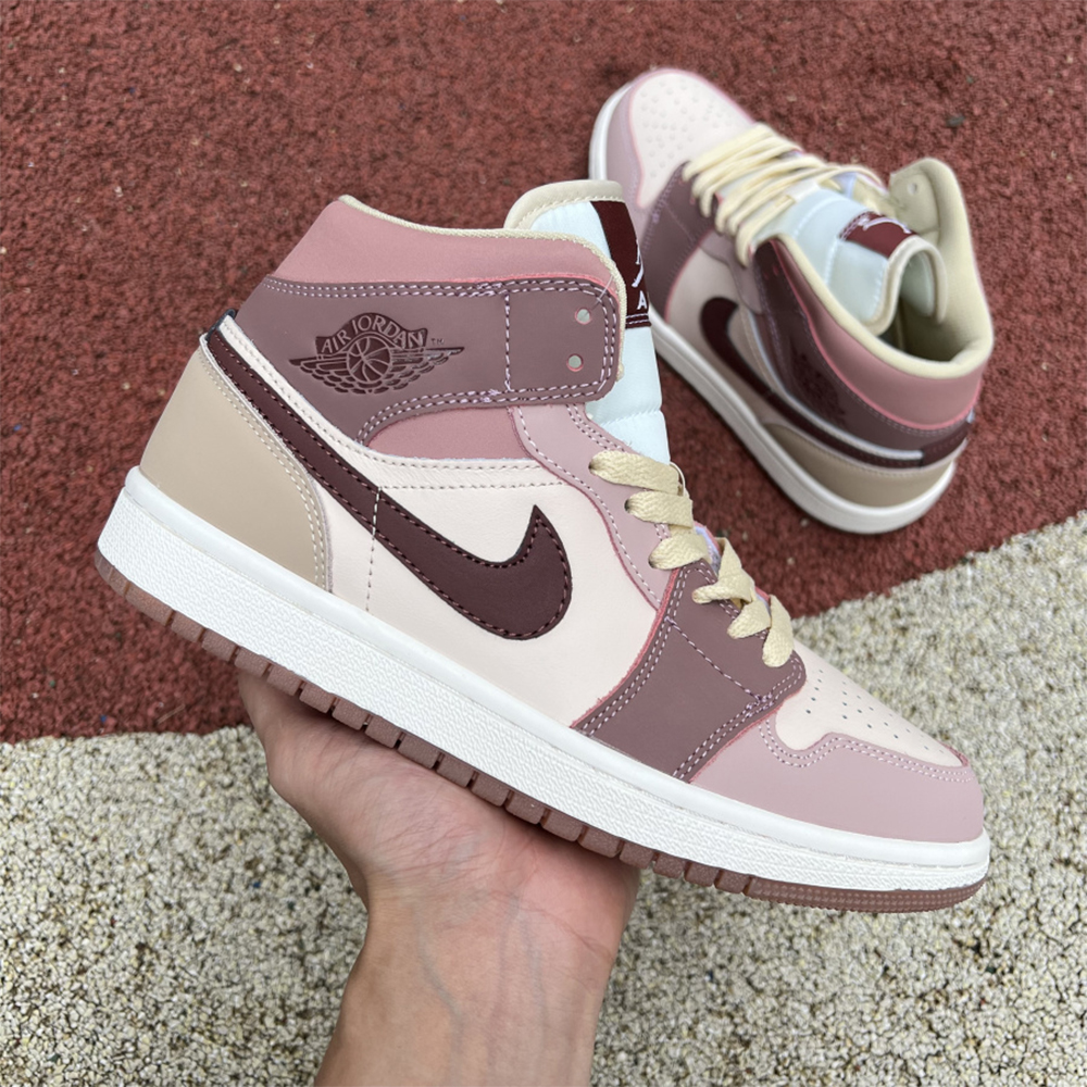 Jordan AJ1 Mid Dusty Pink Sneaker - FashionPlug