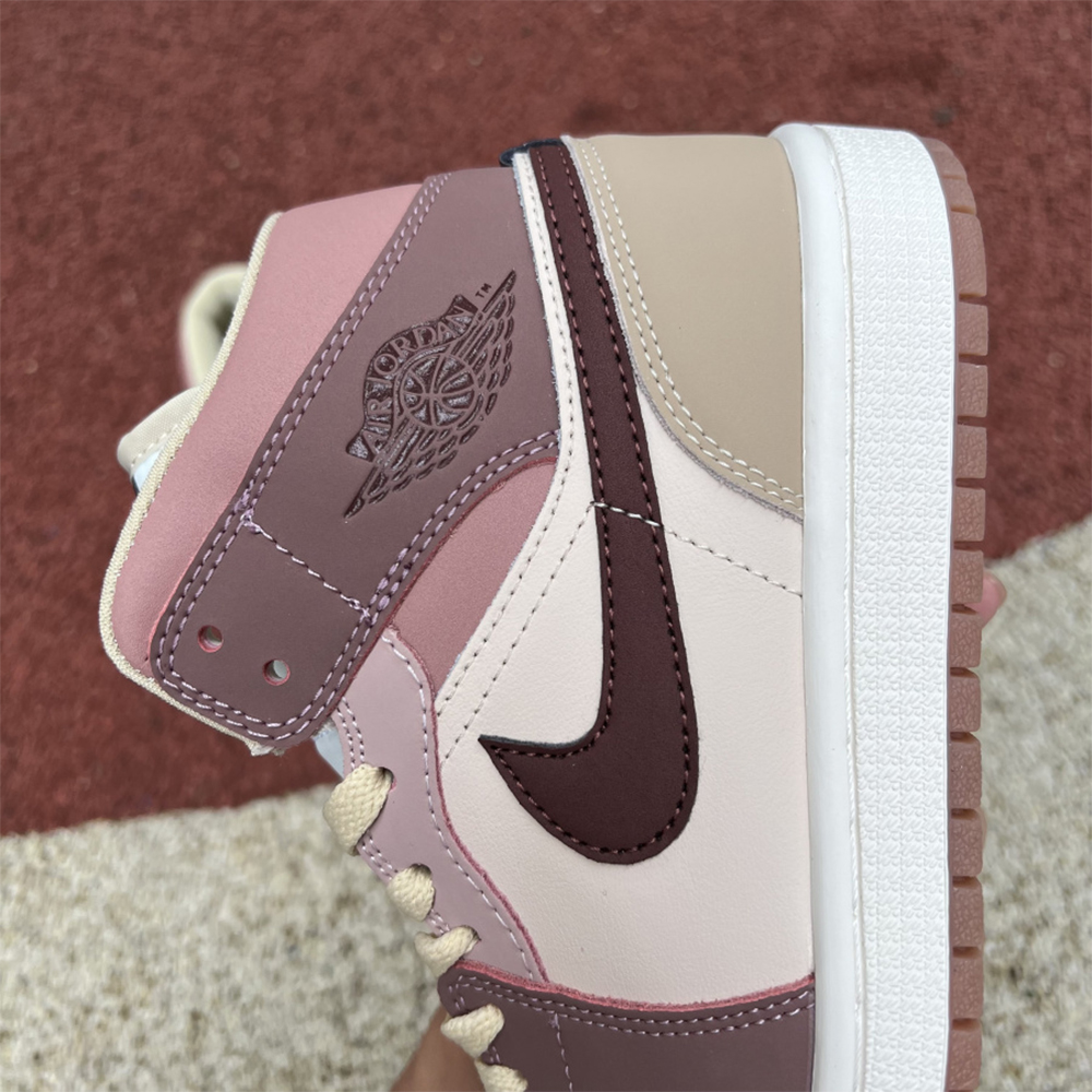 Jordan AJ1 Mid Dusty Pink Sneaker - FashionPlug