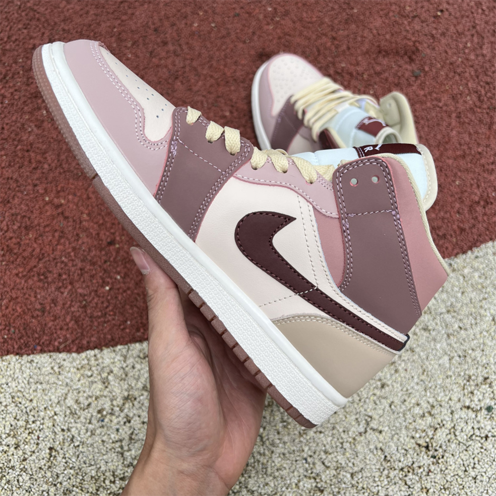 Jordan AJ1 Mid Dusty Pink Sneaker - FashionPlug