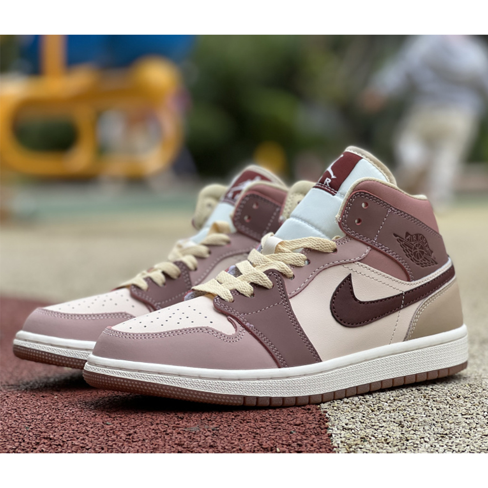 Jordan AJ1 Mid Dusty Pink Sneaker - FashionPlug
