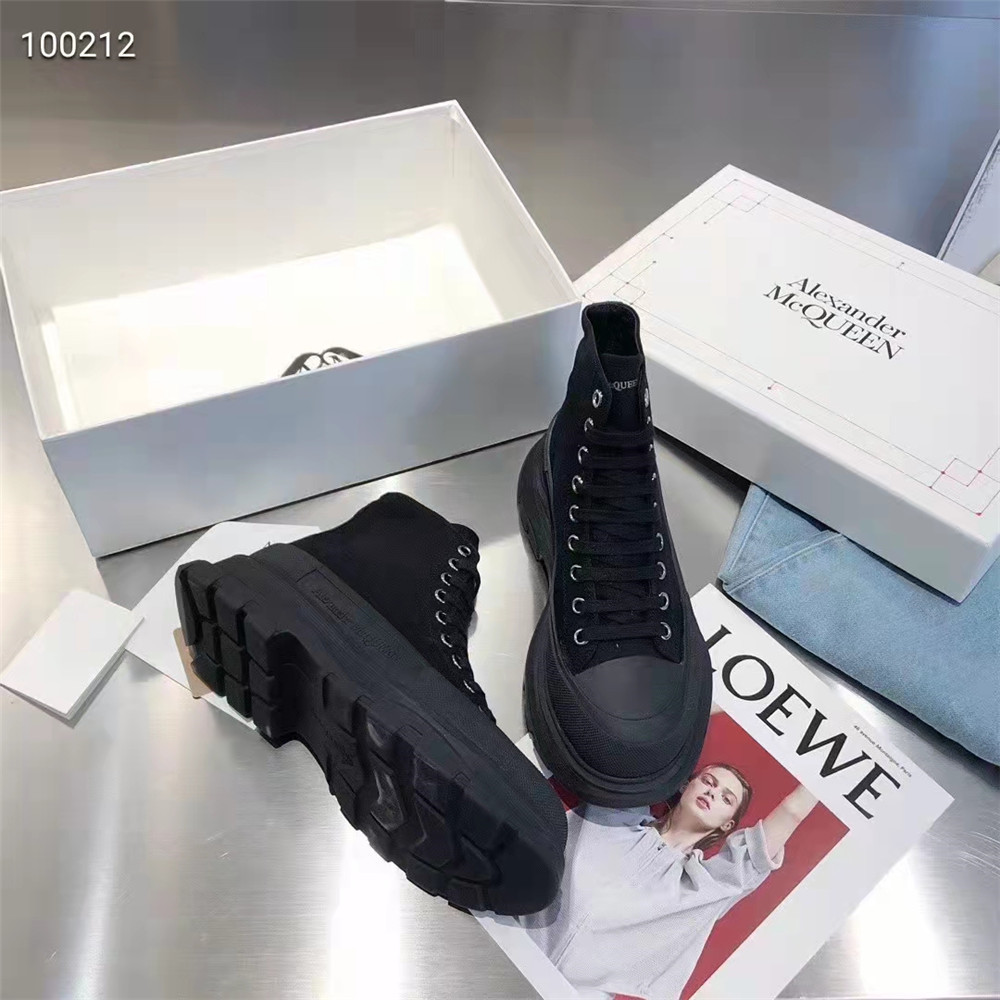 Alexander Mqueen  Black High Top Sneakers - FashionPlug