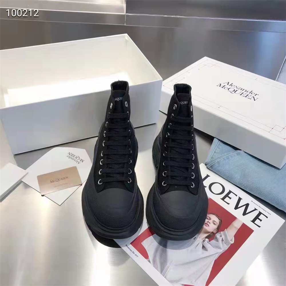 Alexander Mqueen  Black High Top Sneakers - FashionPlug