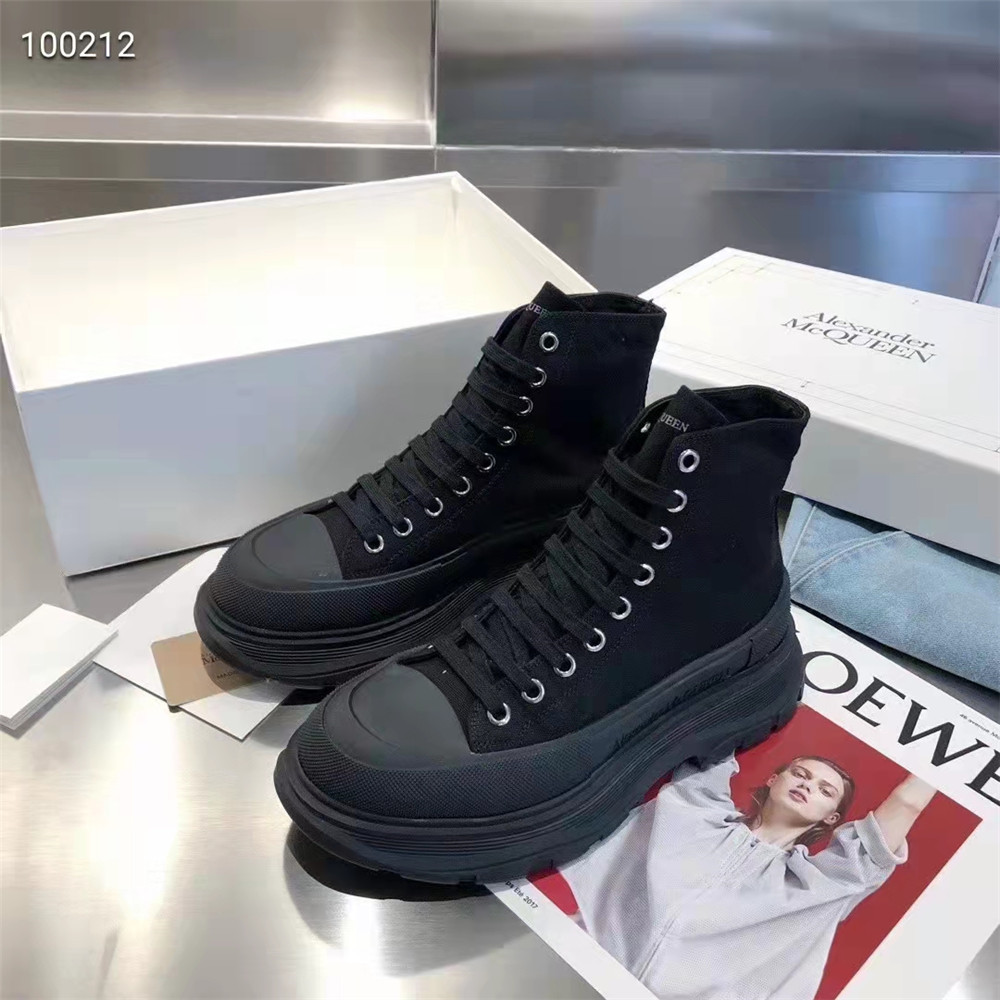 Alexander Mqueen  Black High Top Sneakers - FashionPlug