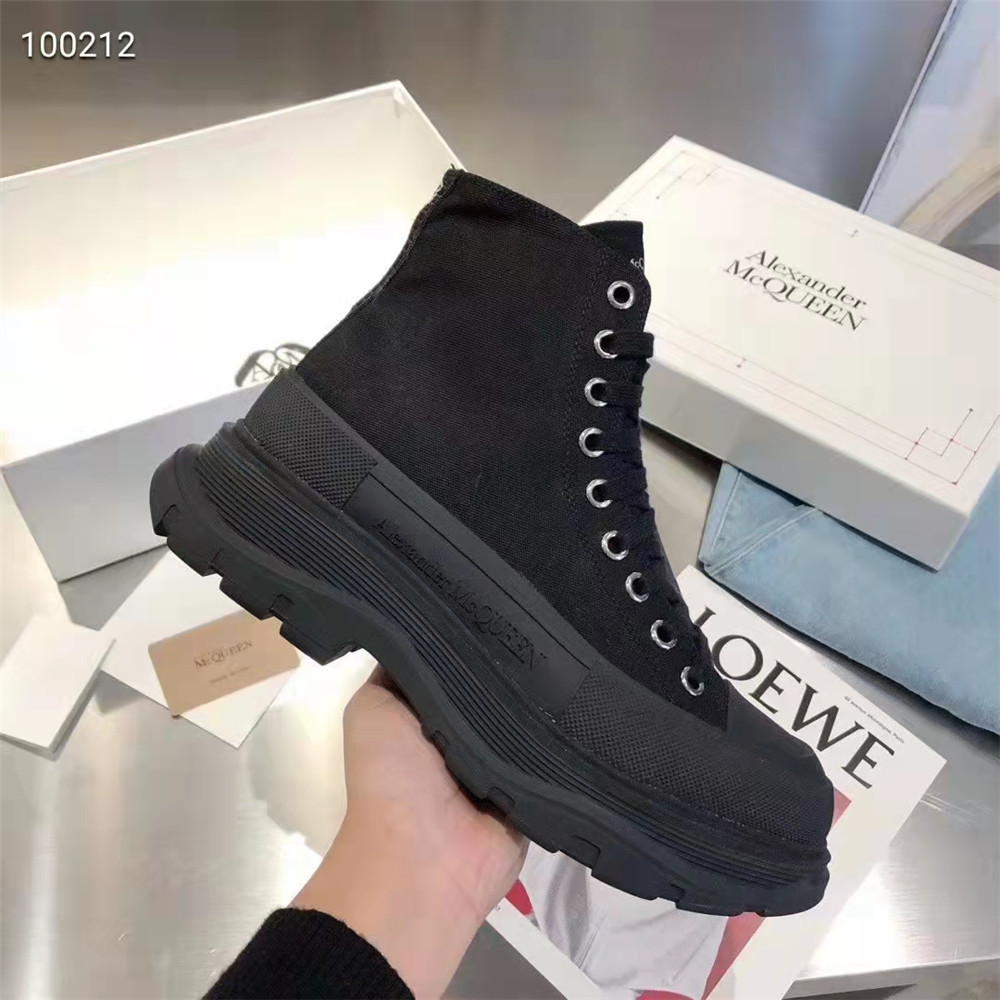Alexander Mqueen  Black High Top Sneakers - FashionPlug