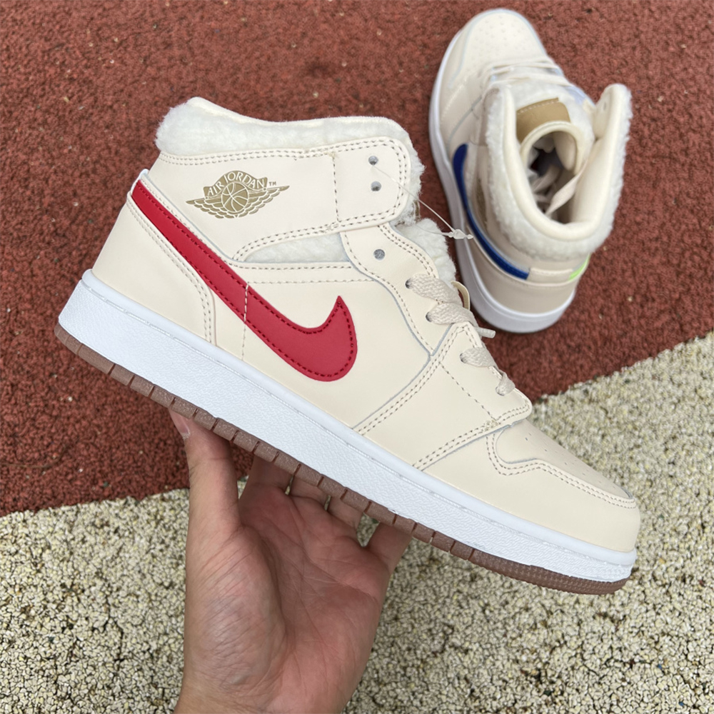 Jordan AJ1 Mid Multicolor Hook Milk White Sneaker - FashionPlug
