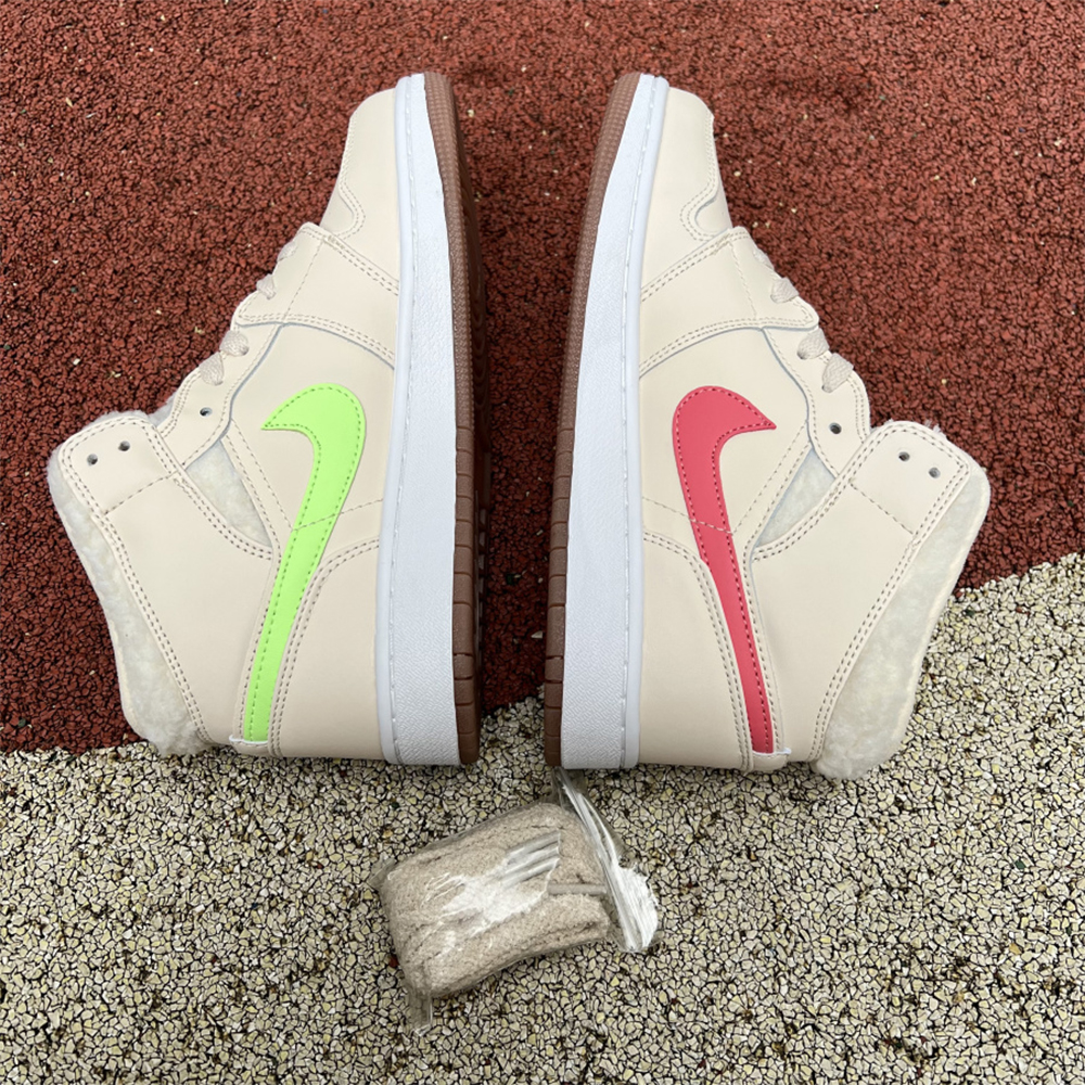 Jordan AJ1 Mid Multicolor Hook Milk White Sneaker - FashionPlug