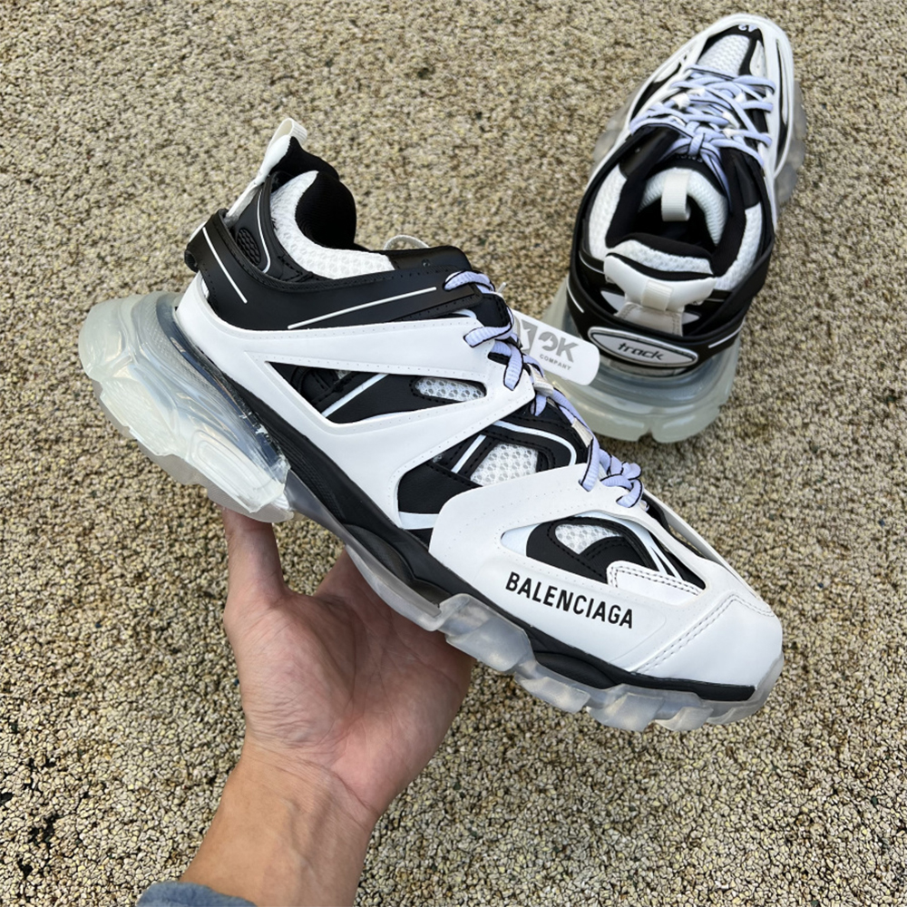 Balenciaga Men's Track Trainers Clear Sole In White - FashionPlug