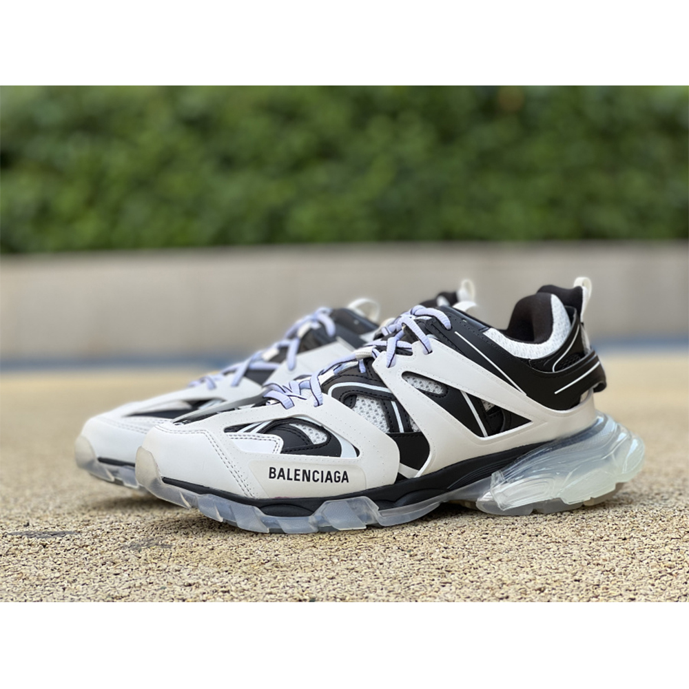 Balenciaga Men's Track Trainers Clear Sole In White - FashionPlug
