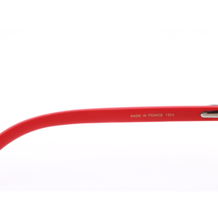 Cartier  8300818 Engrave Lens Red Wood Sunglasses In Silver Brown - FashionPlug