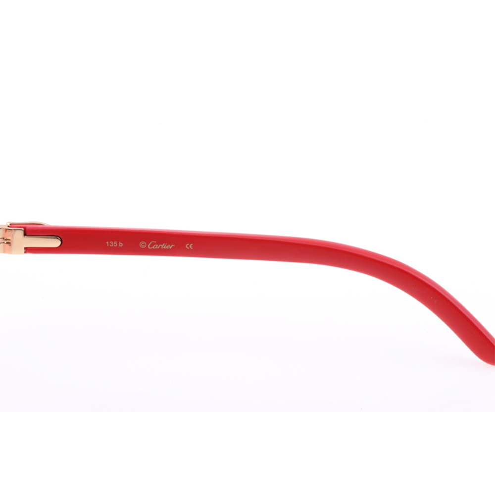 Cartier 8300818 Red Wood Sunglasses In Gold Gradient Pink - FashionPlug
