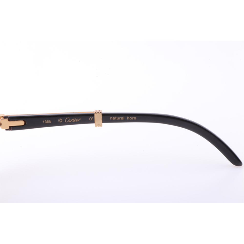 Cartier 7550178 55-22 New Full Diamond White Mix Black Buffalo Sunglasses In Gold Brown - FashionPlug