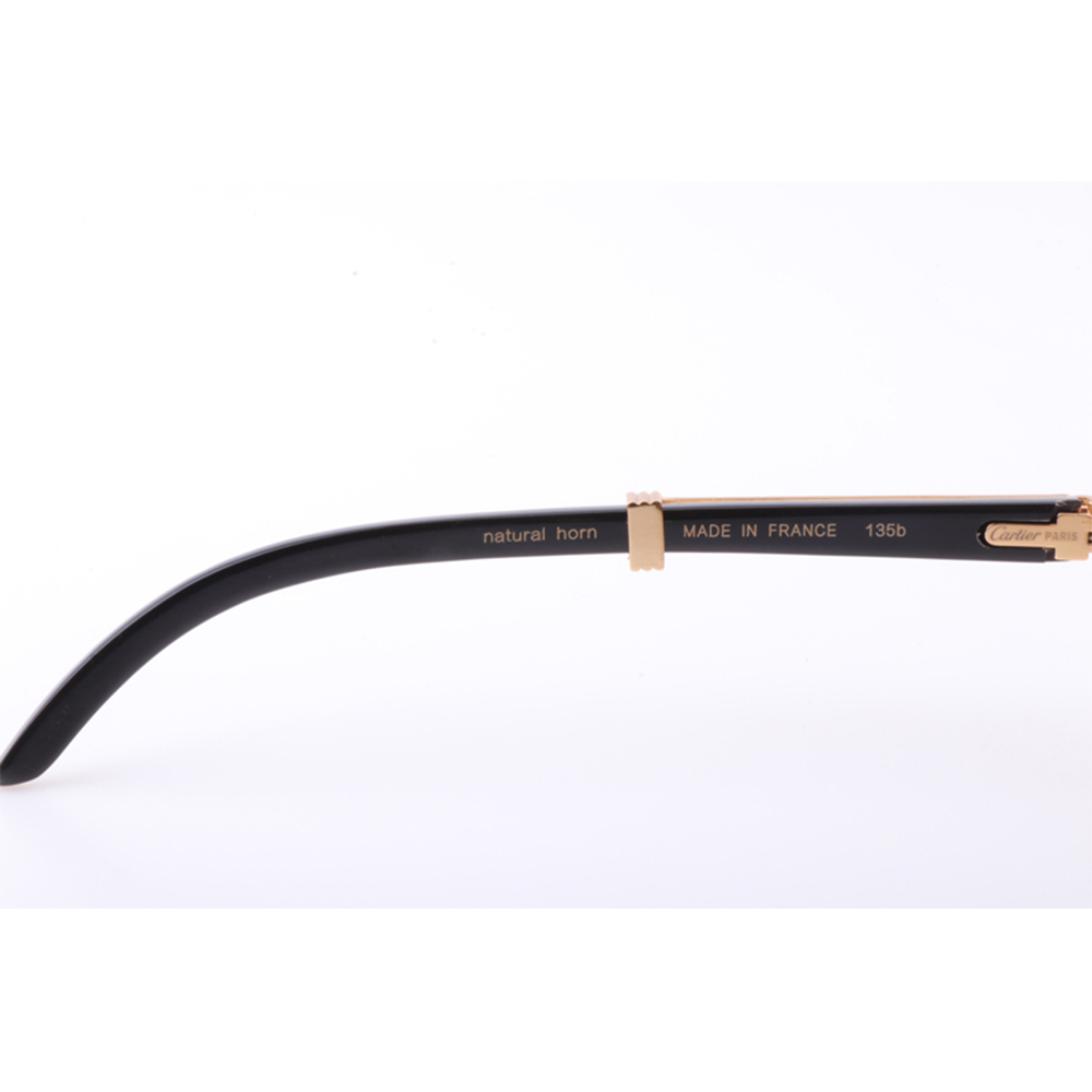 Cartier 7550178 55-22 New Full Diamond White Mix Black Buffalo Sunglasses In Gold Brown - FashionPlug