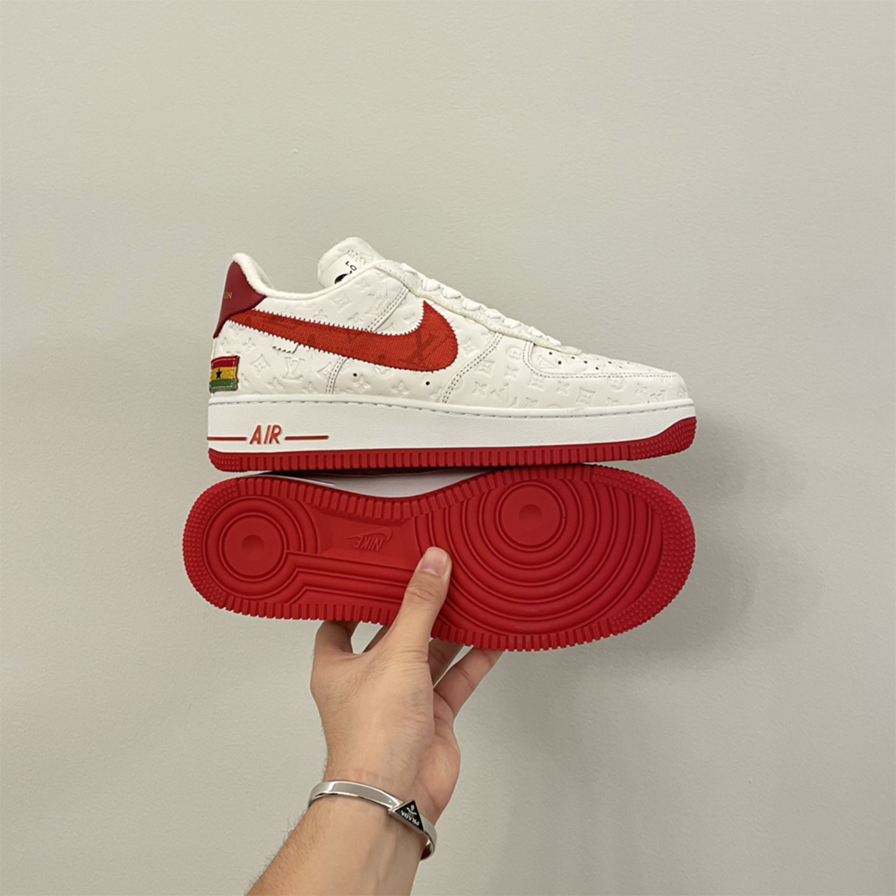 Louis Vuitton X Nike Air Force 1 Sneaker In White&Red - FashionPlug