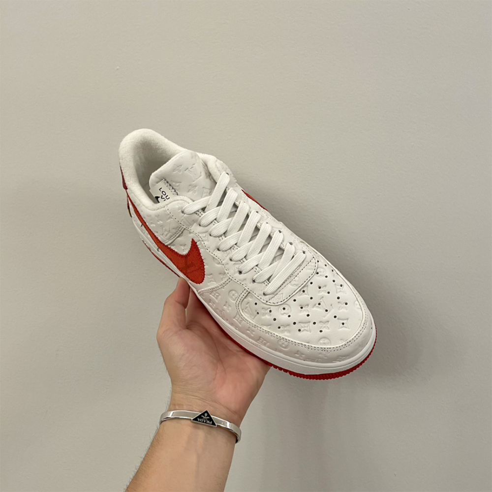 Louis Vuitton X Nike Air Force 1 Sneaker In White&Red - FashionPlug
