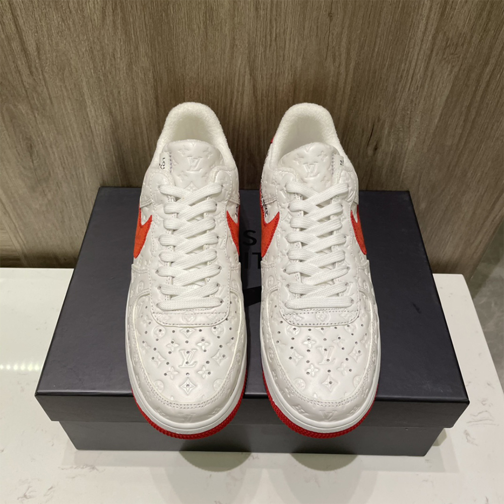 Louis Vuitton X Nike Air Force 1 Sneaker In White&Red - FashionPlug