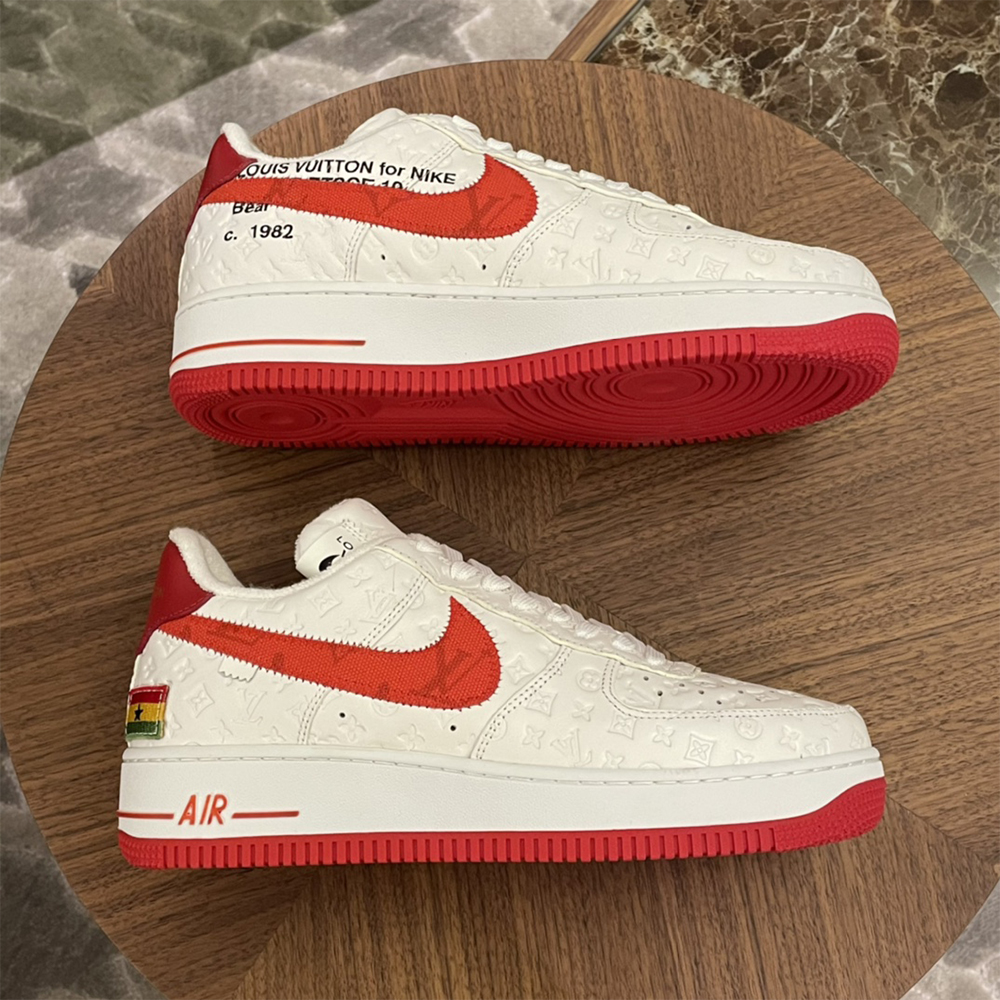 Louis Vuitton X Nike Air Force 1 Sneaker In White&Red - FashionPlug