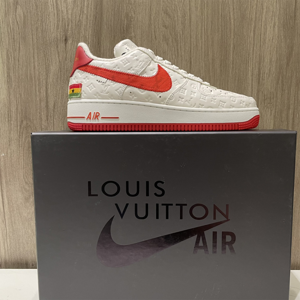 Louis Vuitton X Nike Air Force 1 Sneaker In White&Red - FashionPlug