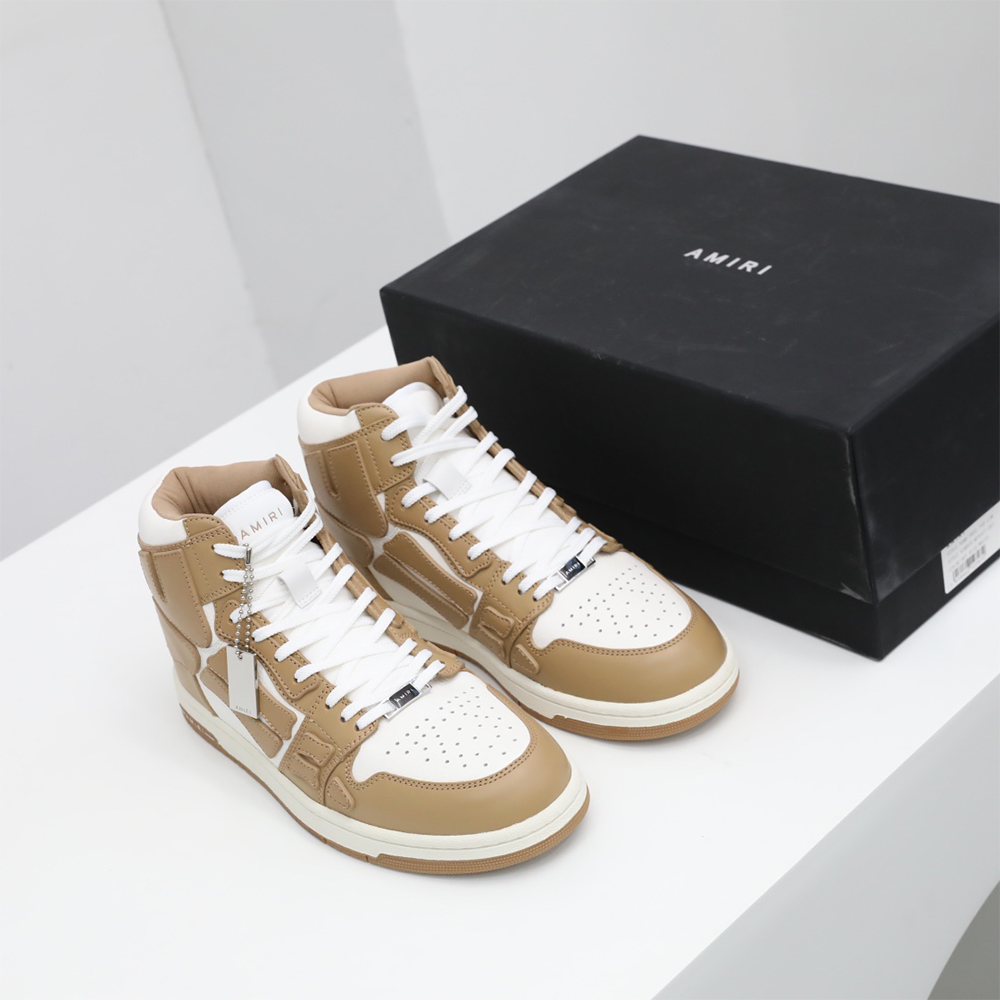 Amiri Skel-Top Hi Sneaker Brown/White - FashionPlug