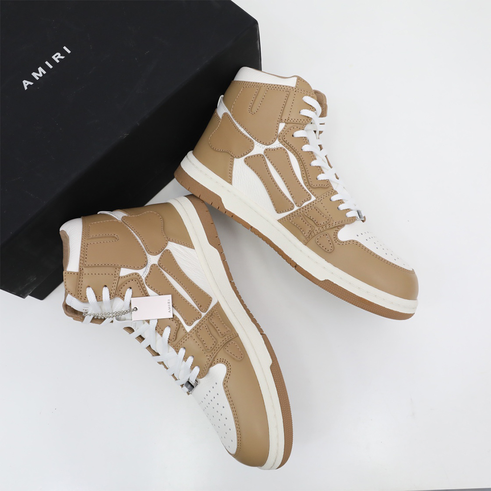 Amiri Skel-Top Hi Sneaker Brown/White - FashionPlug